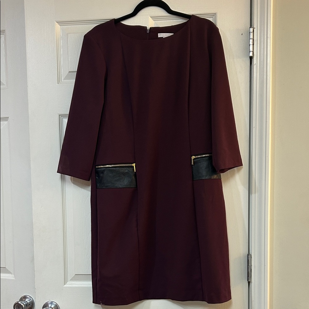 New York & Company Maroon Dress with Black Details